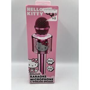 Hello Kitty Bluetooth Karaoke Microphone Wireless Speaker USB Charging Pink NIB